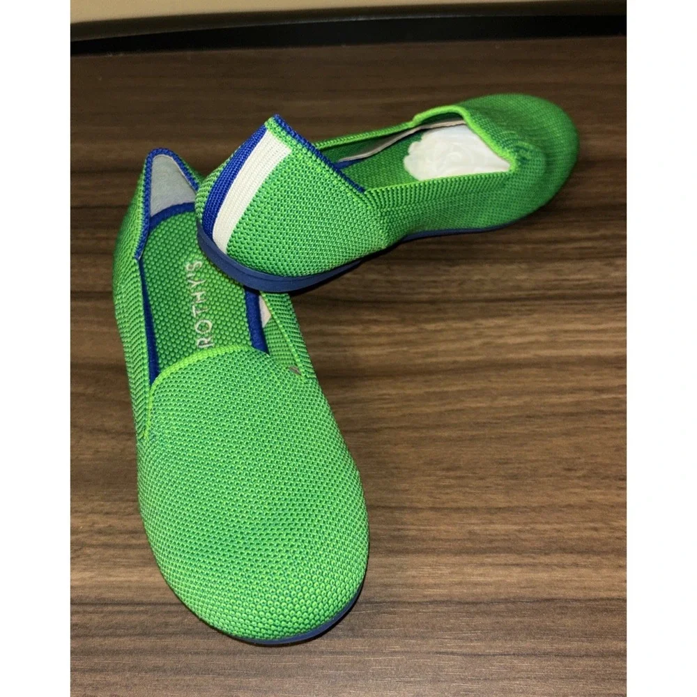 New Rothy's Kids 13 Mini Loafers Round Toe Knit Slip On Flats Jelly Bean Green